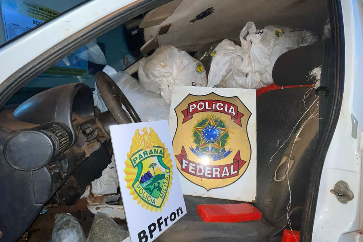 Polícias Militar e Federal apreendem mais de 600 quilos de drogas em Guaíra Foto: PMPR