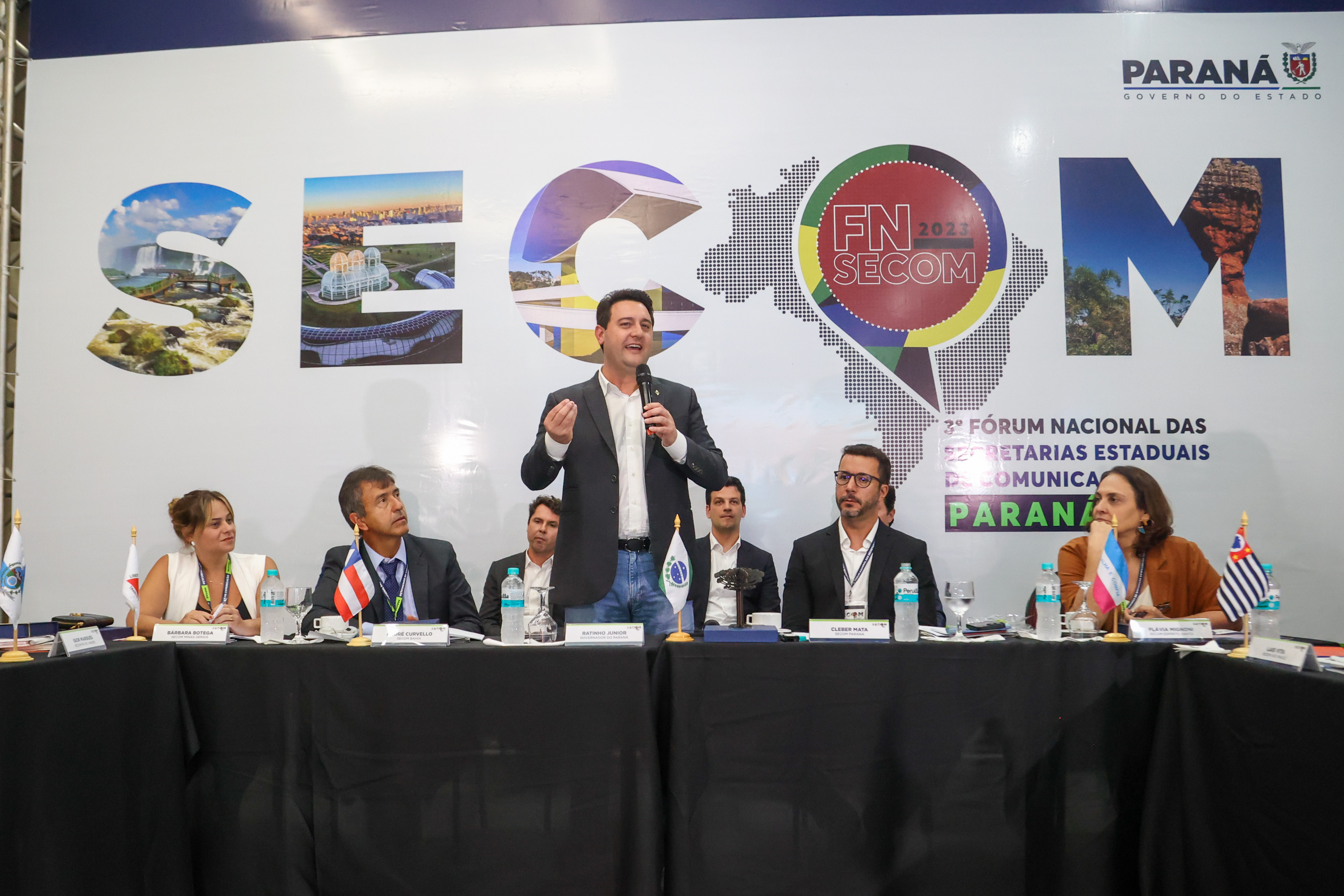 Governador Carlos Massa Ratinho Junior participa encontro nacional em Foz do Iguaçu. Paraná está sediando o 3º Congresso do Fórum Nacional das Secretarias Estaduais de Comunicação. Foto: Gilson Abreu/